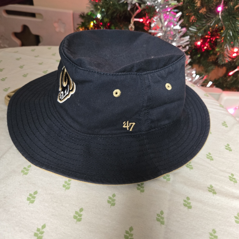 New Era NFL Los Angeles Rams Navy Blue On Field Sideline Bucket Hat One Size - Picture 3 of 4